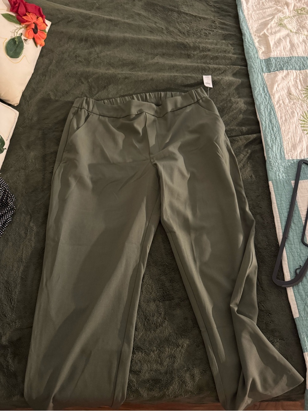 Olive Green Pull-On Trousers